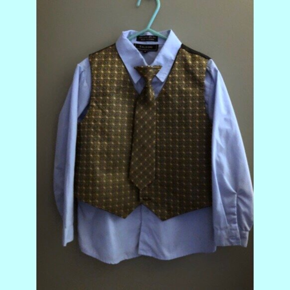 NWT boys Caldore blue & green shirt, vest & tie, 6 - Picture 4 of 4